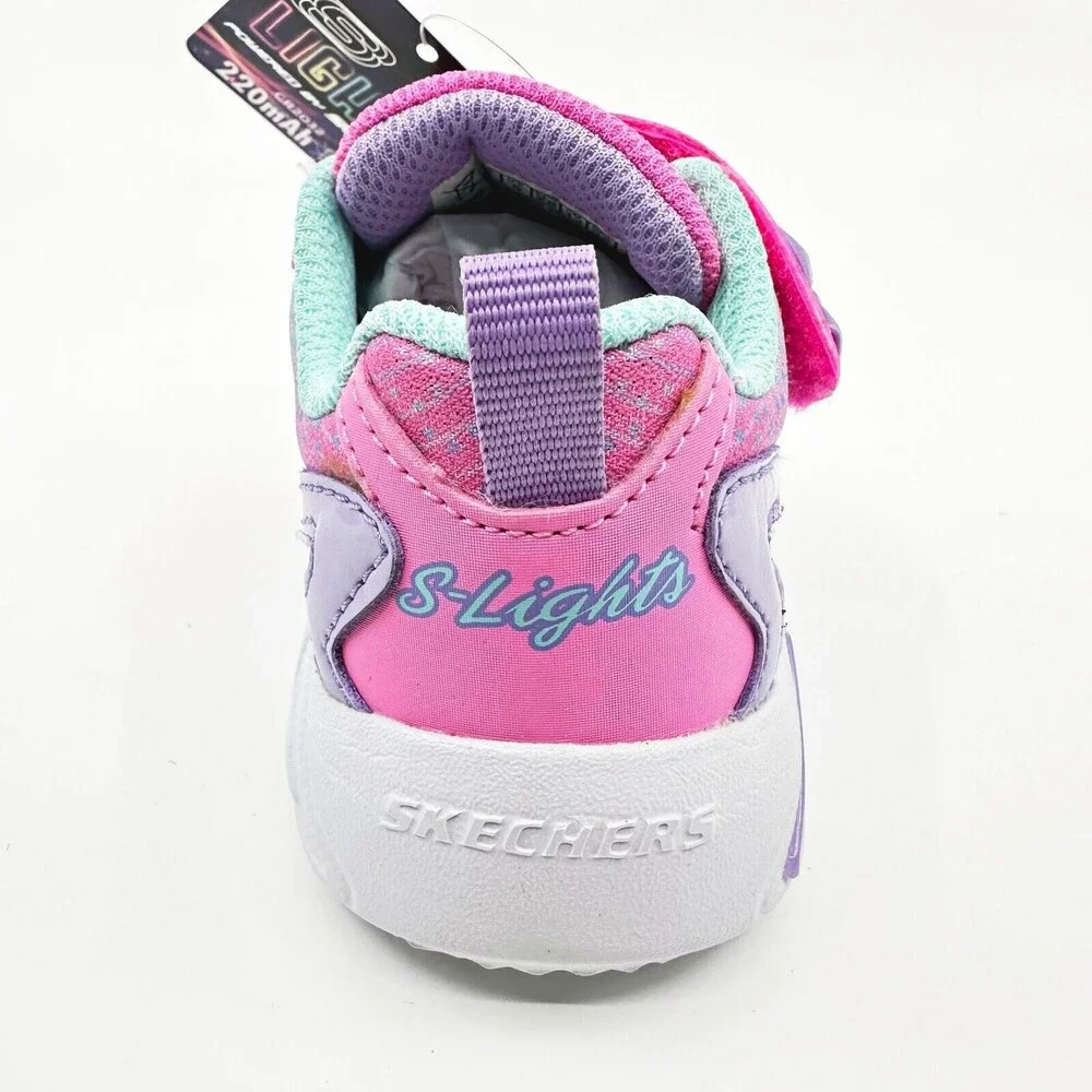Skechers S Lights Tri Brights Lil Gleam Pink Lavender Toddlers Girls Size 6